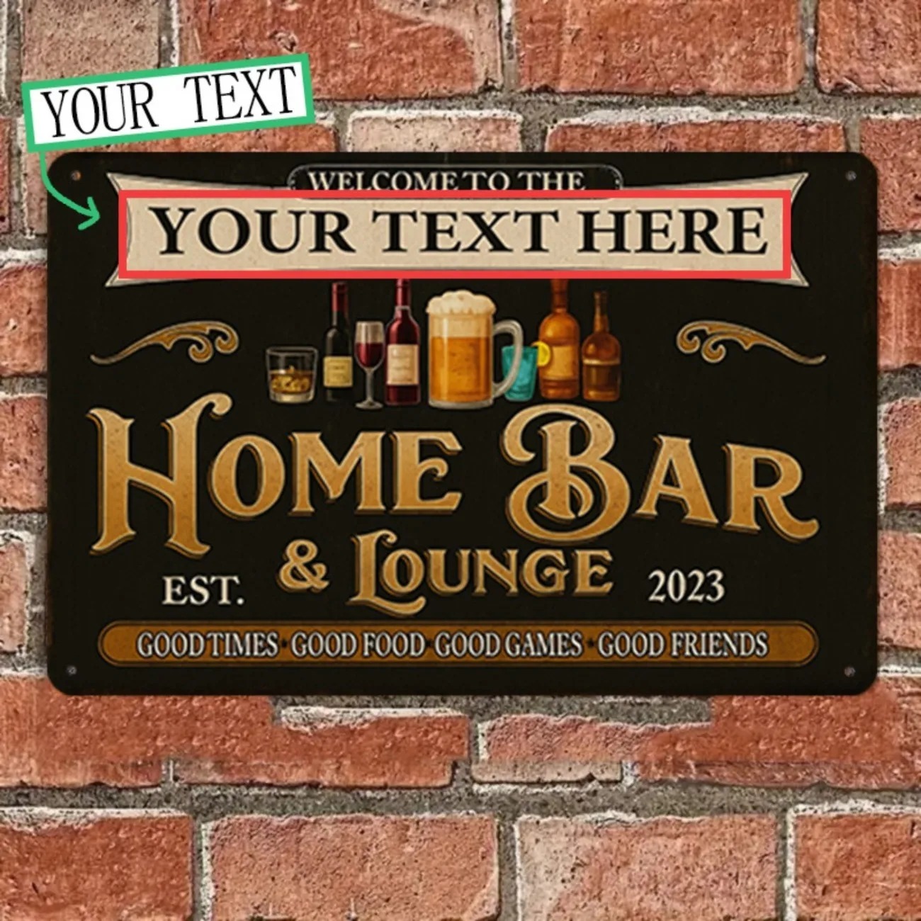 Custom Text Vintage Home Bar & - Home Bar Lounge recension och pris