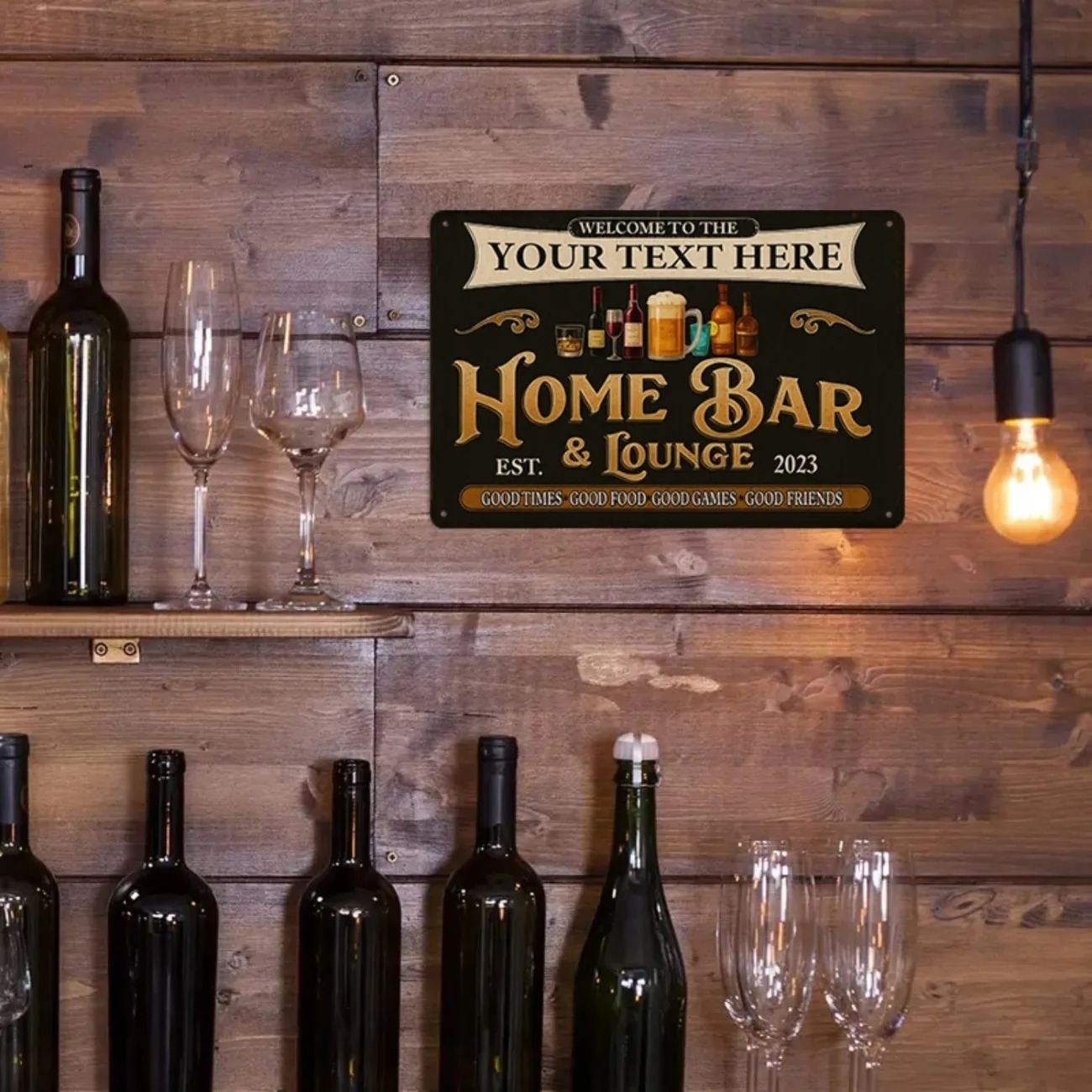 Custom Text Vintage Home Bar & - Home Bar Lounge recension och pris